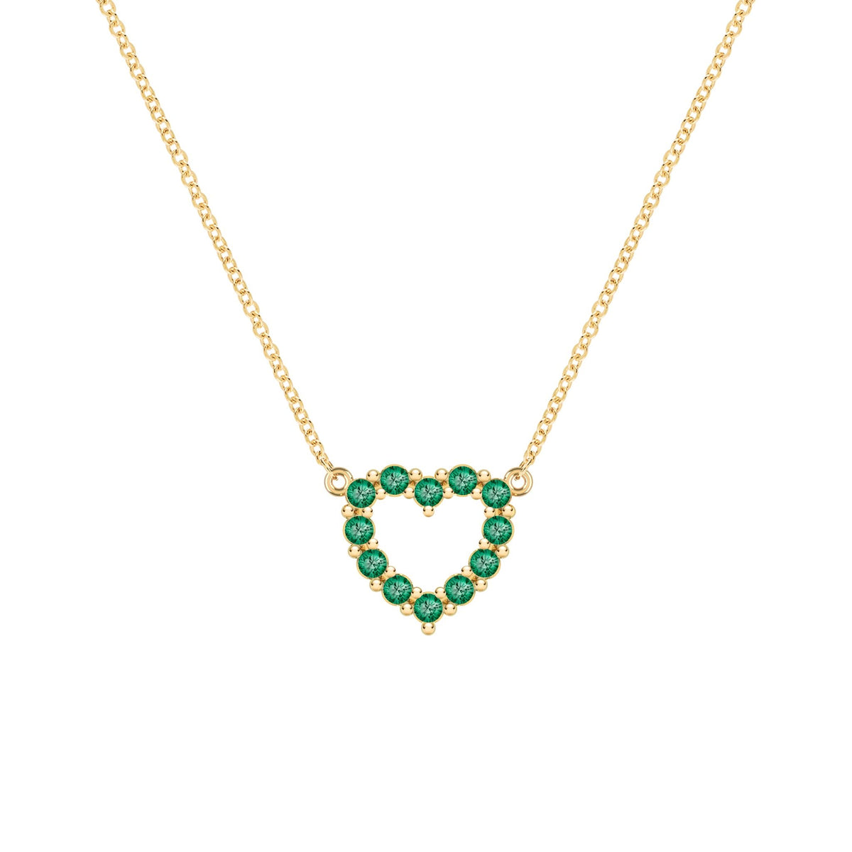 Rosecliff Small Heart Emerald Necklace in 14k Gold (May)