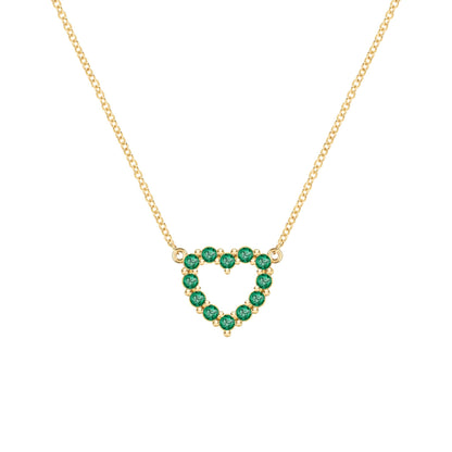 Rosecliff Small Heart Emerald Necklace in 14k Gold (May)