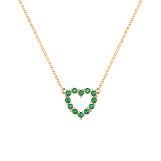 Rosecliff Small Heart Emerald Necklace in 14k Gold (May)