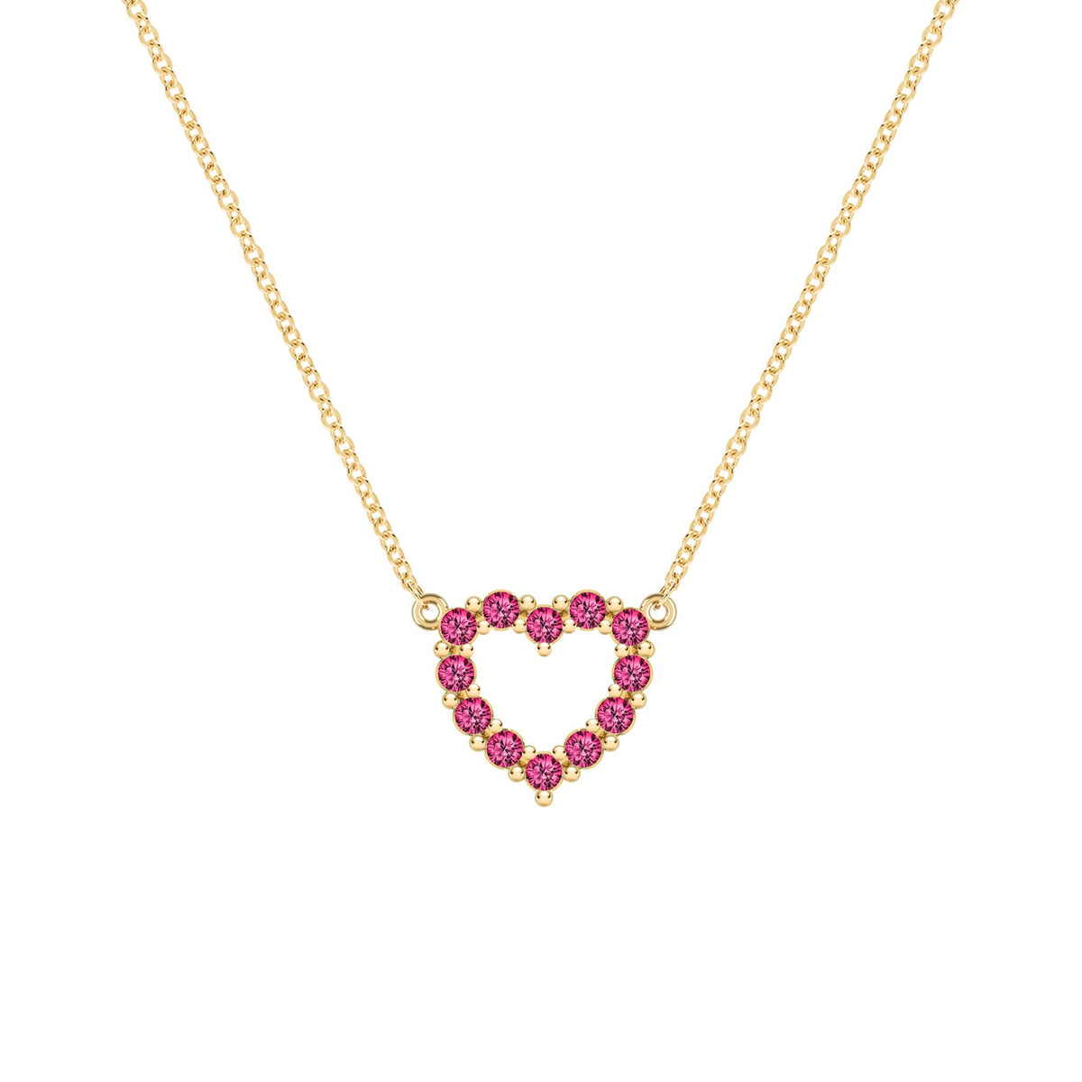 Rosecliff Small Heart Ruby Necklace in 14k Gold (July)