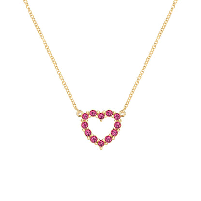 Rosecliff Small Heart Ruby Necklace in 14k Gold (July)