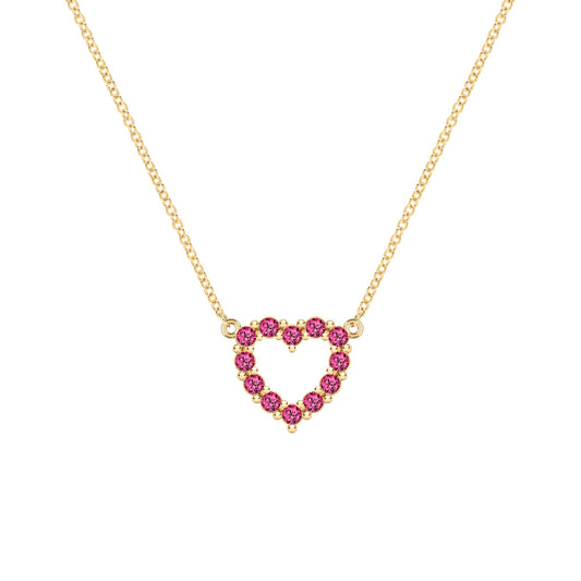 Rosecliff Small Heart Ruby Necklace in 14k Gold (July)