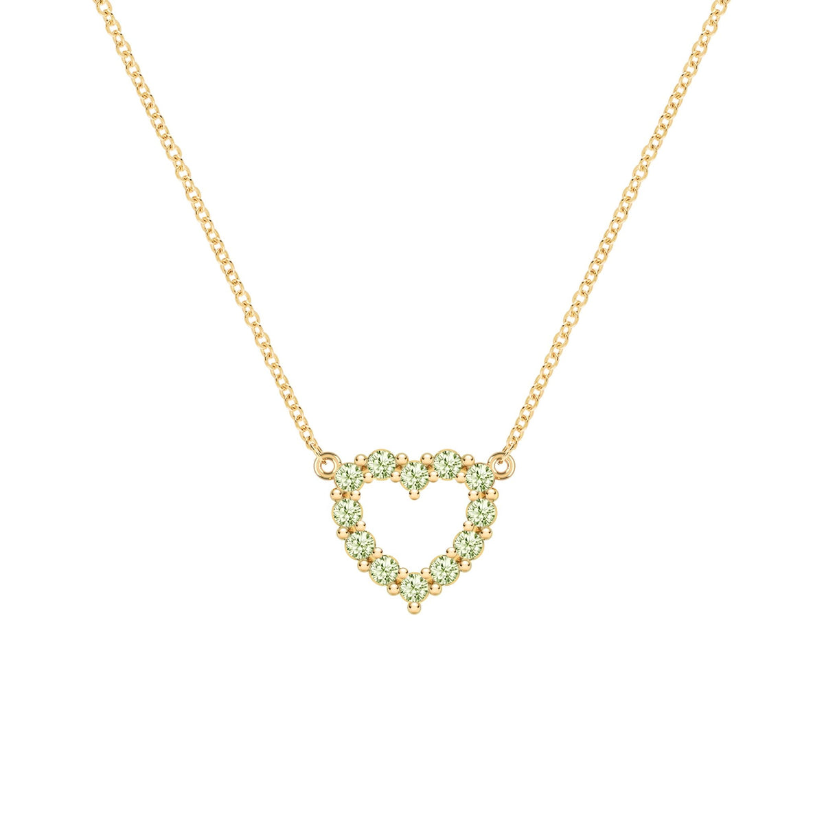 Rosecliff Small Heart Peridot Necklace in 14k Gold (August)