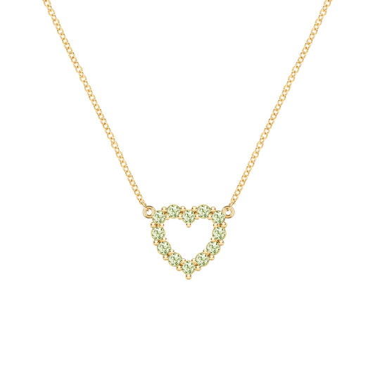 Rosecliff Small Heart Peridot Necklace in 14k Gold (August)