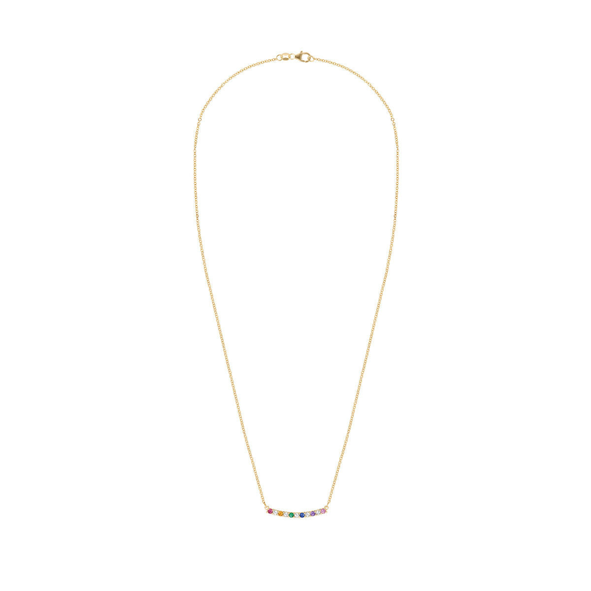 Rainbow Rosecliff Bar Necklace with Diamonds in 14k Gold