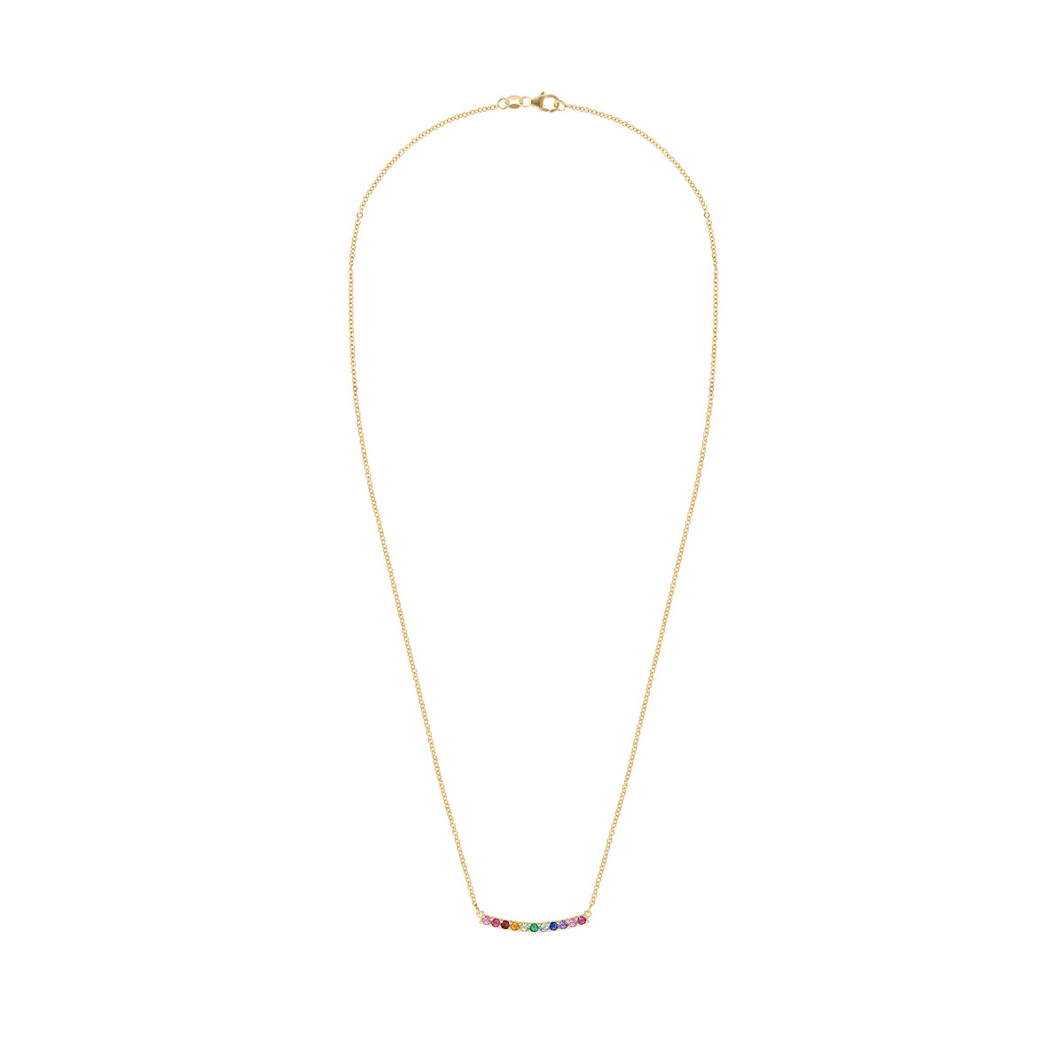 Rainbow Rosecliff Bar Necklace in 14k Gold