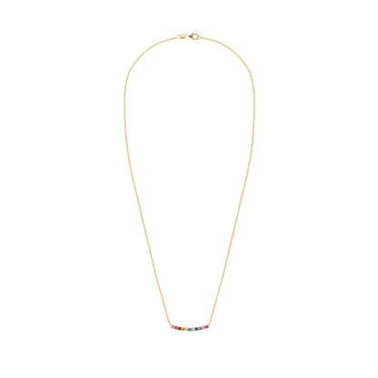 Rainbow Rosecliff Bar Necklace in 14k Gold