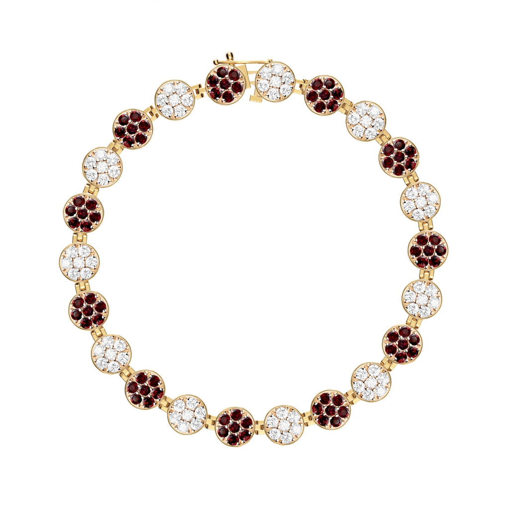 Rosecliff Tennis Diamond & Garnet Bracelet in 14k Gold (January)