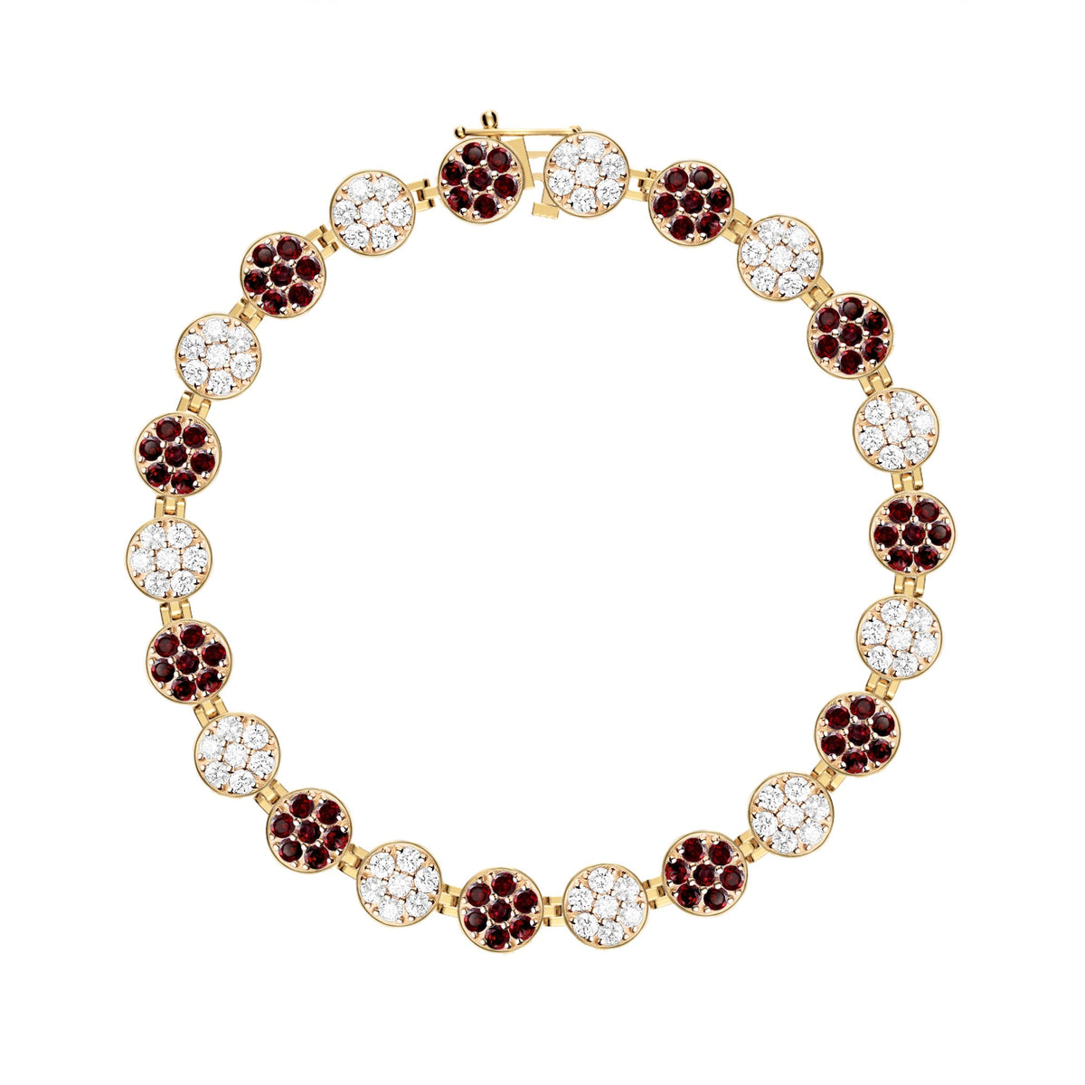 Rosecliff Tennis Diamond & Garnet Bracelet in 14k Gold (January)