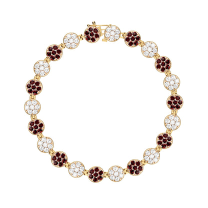 Rosecliff Tennis Diamond & Garnet Bracelet in 14k Gold (January)