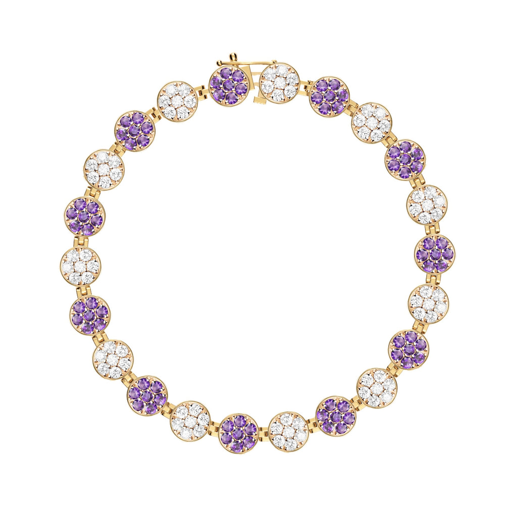 Rosecliff Tennis Diamond & Amethyst Bracelet in 14k Gold (February)