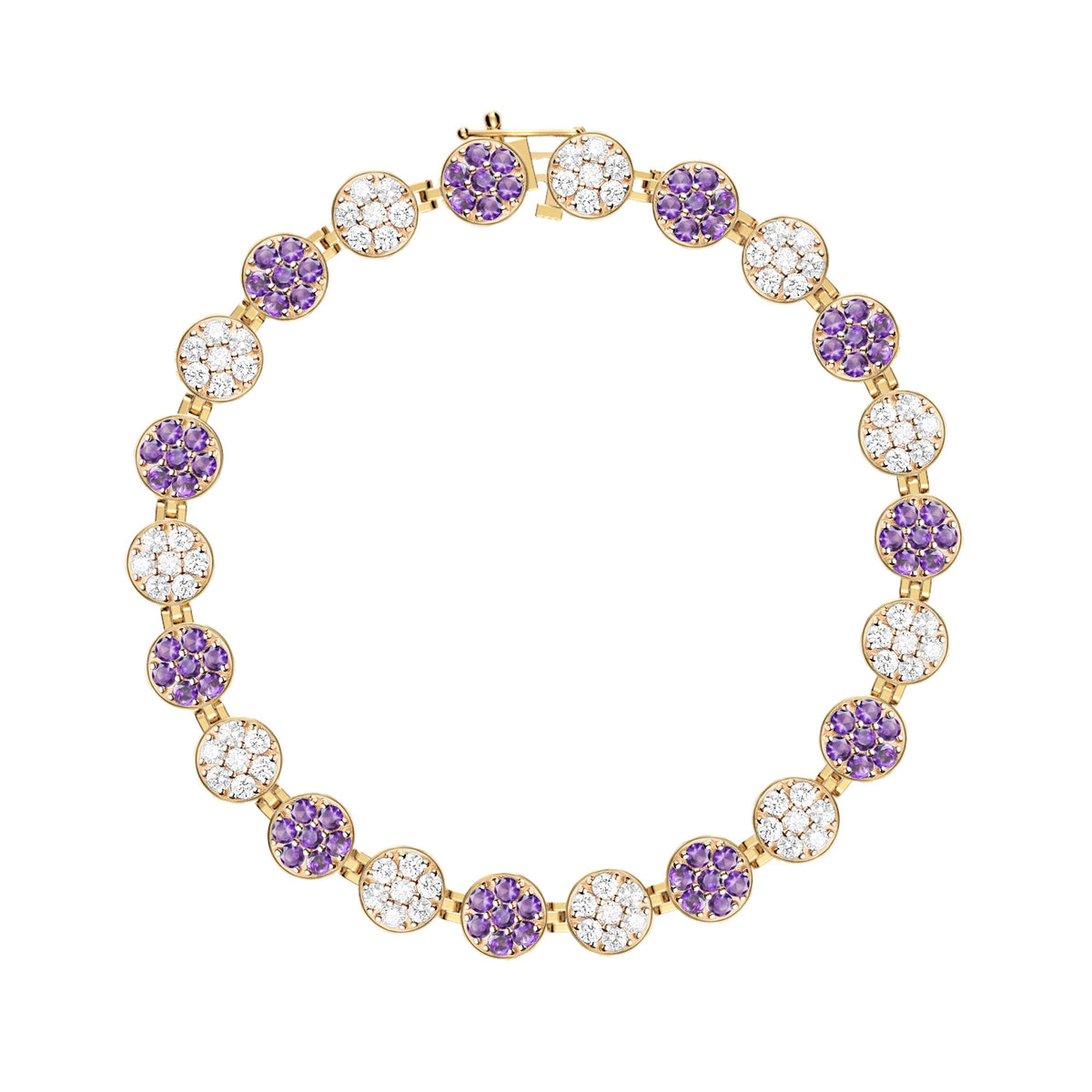 Rosecliff Tennis Diamond & Amethyst Bracelet in 14k Gold (February)