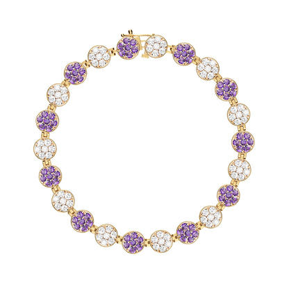 Rosecliff Tennis Diamond & Amethyst Bracelet in 14k Gold (February)