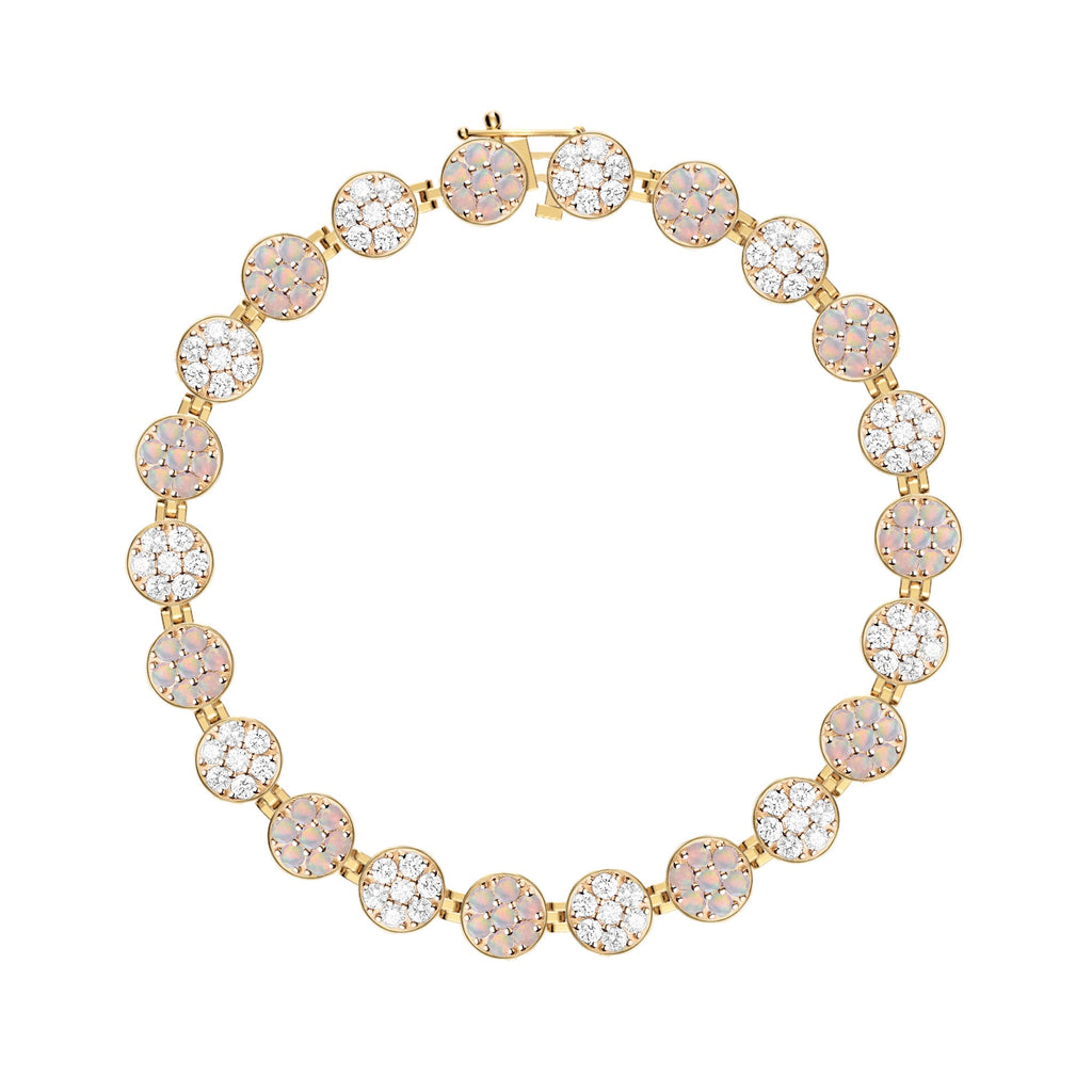 Rosecliff Tennis Diamond & Opal Bracelet in 14k Gold (October)