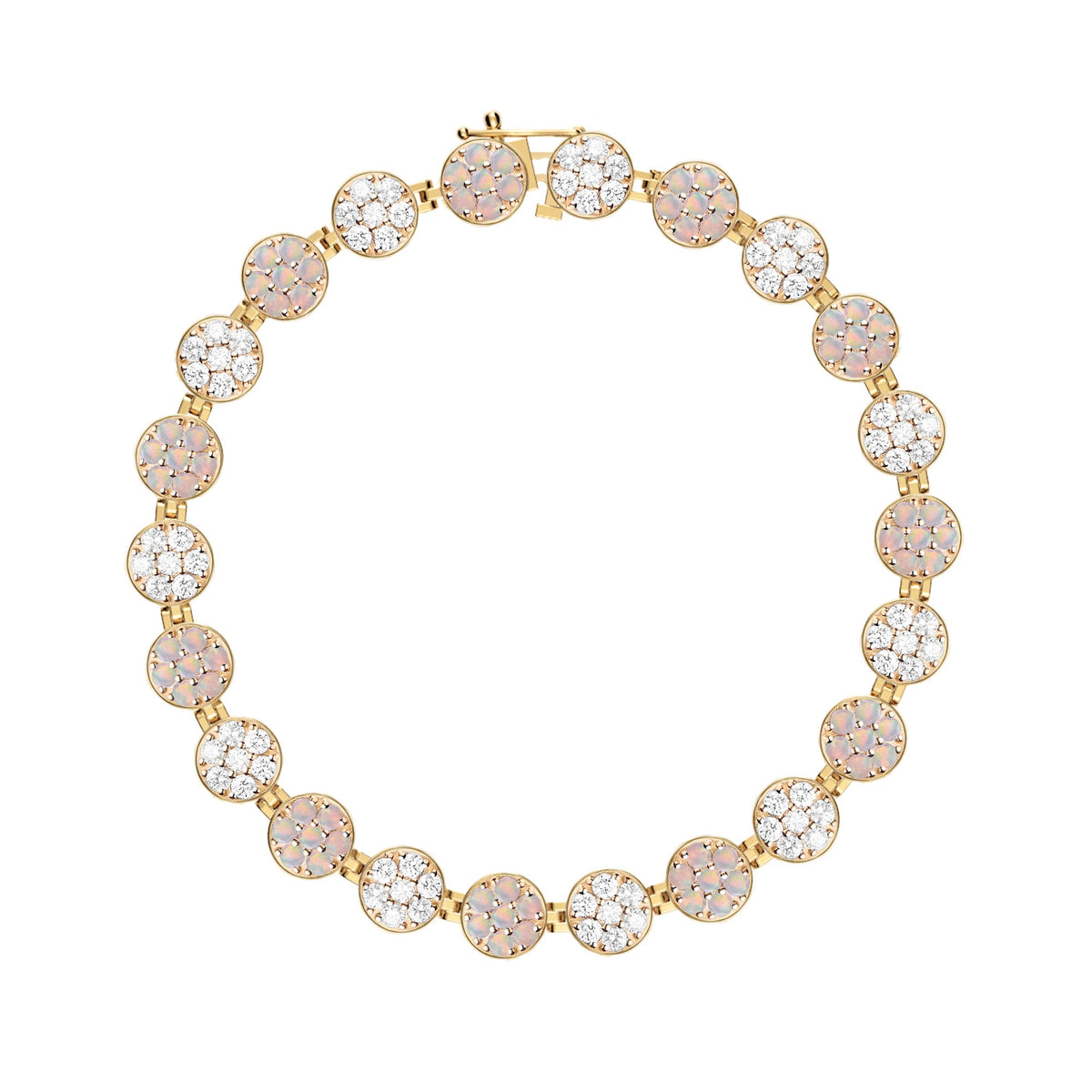 Rosecliff Tennis Diamond & Opal Bracelet in 14k Gold (October)