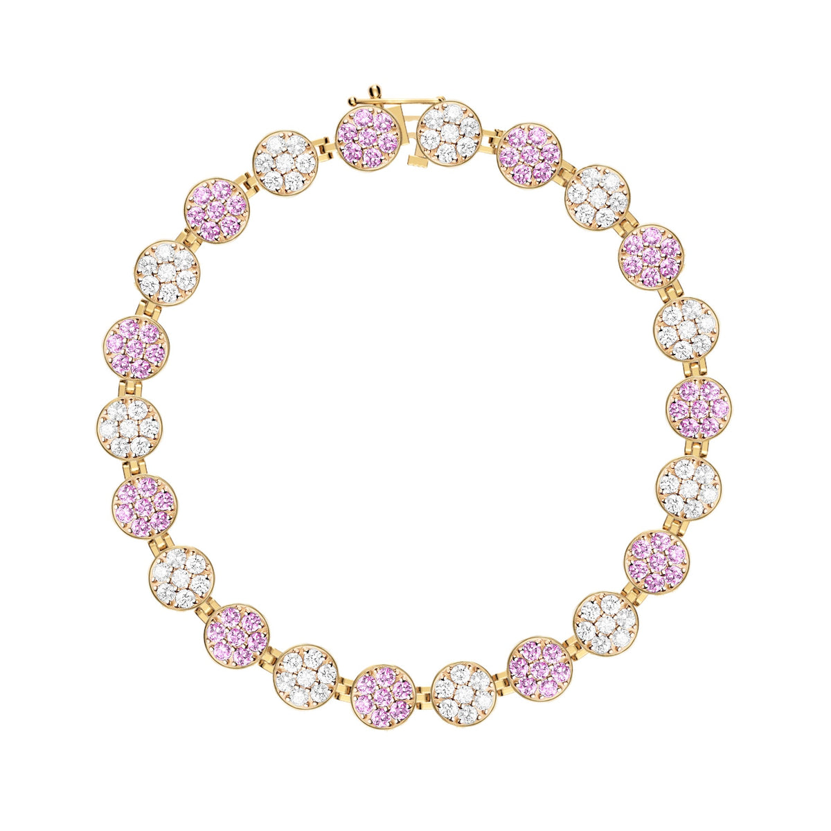 Rosecliff Tennis Diamond & Pink Sapphire Bracelet in 14k Gold (October)