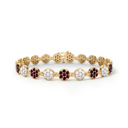 Rosecliff Tennis Diamond & Garnet Bracelet in 14k Gold (January)