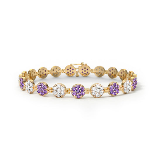 Rosecliff Tennis Diamond & Amethyst Bracelet in 14k Gold (February)