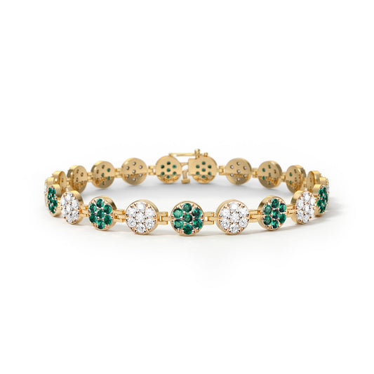Rosecliff Tennis Diamond & Emerald Bracelet in 14k Gold (May)