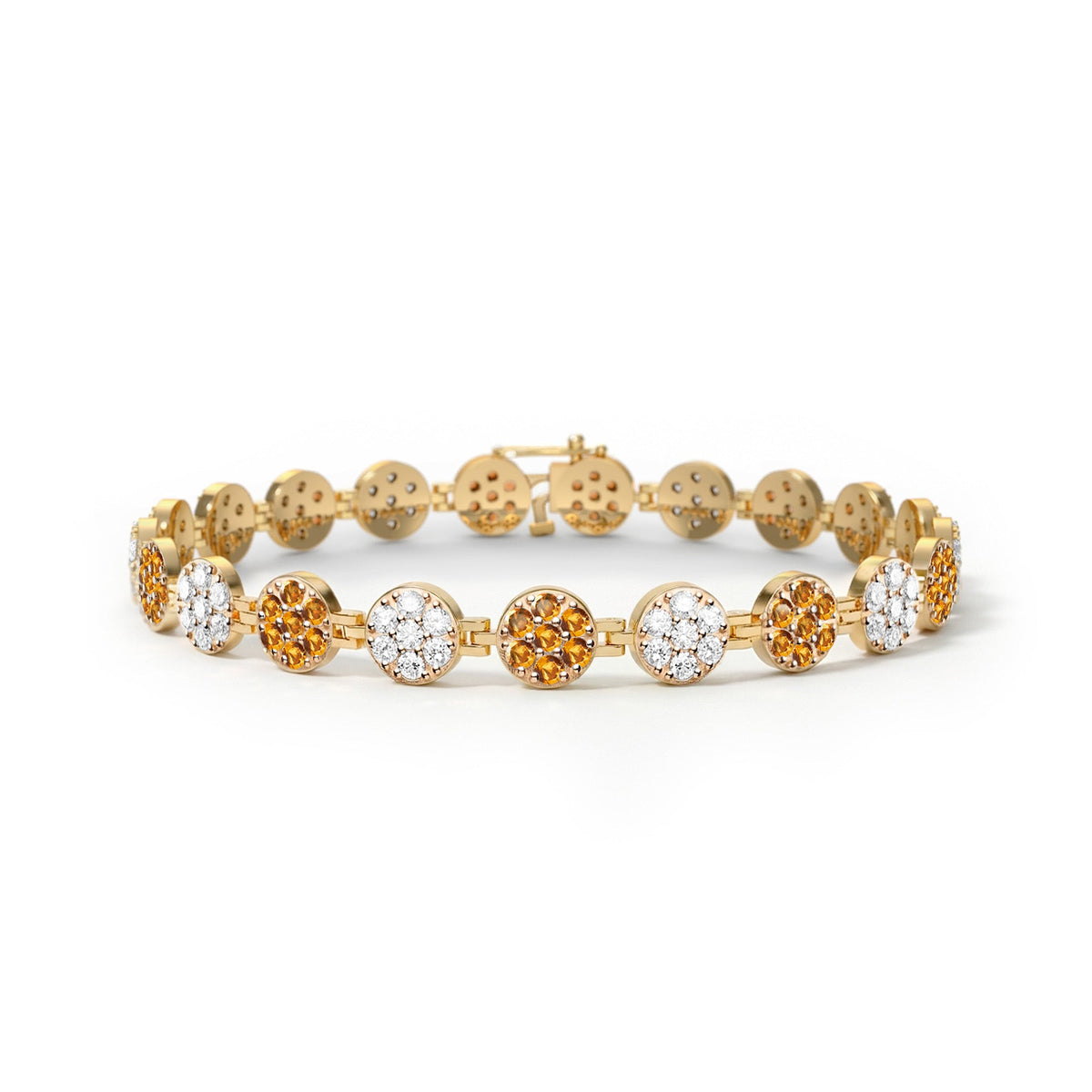 Rosecliff Tennis Diamond & Citrine Bracelet in 14k Gold (November)