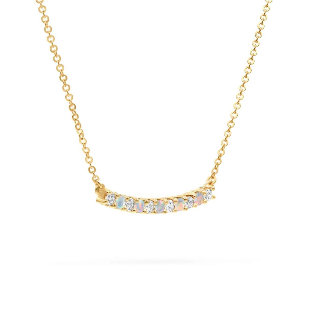 Rosecliff Diamond & Opal Bar Necklace in 14k Gold (October)