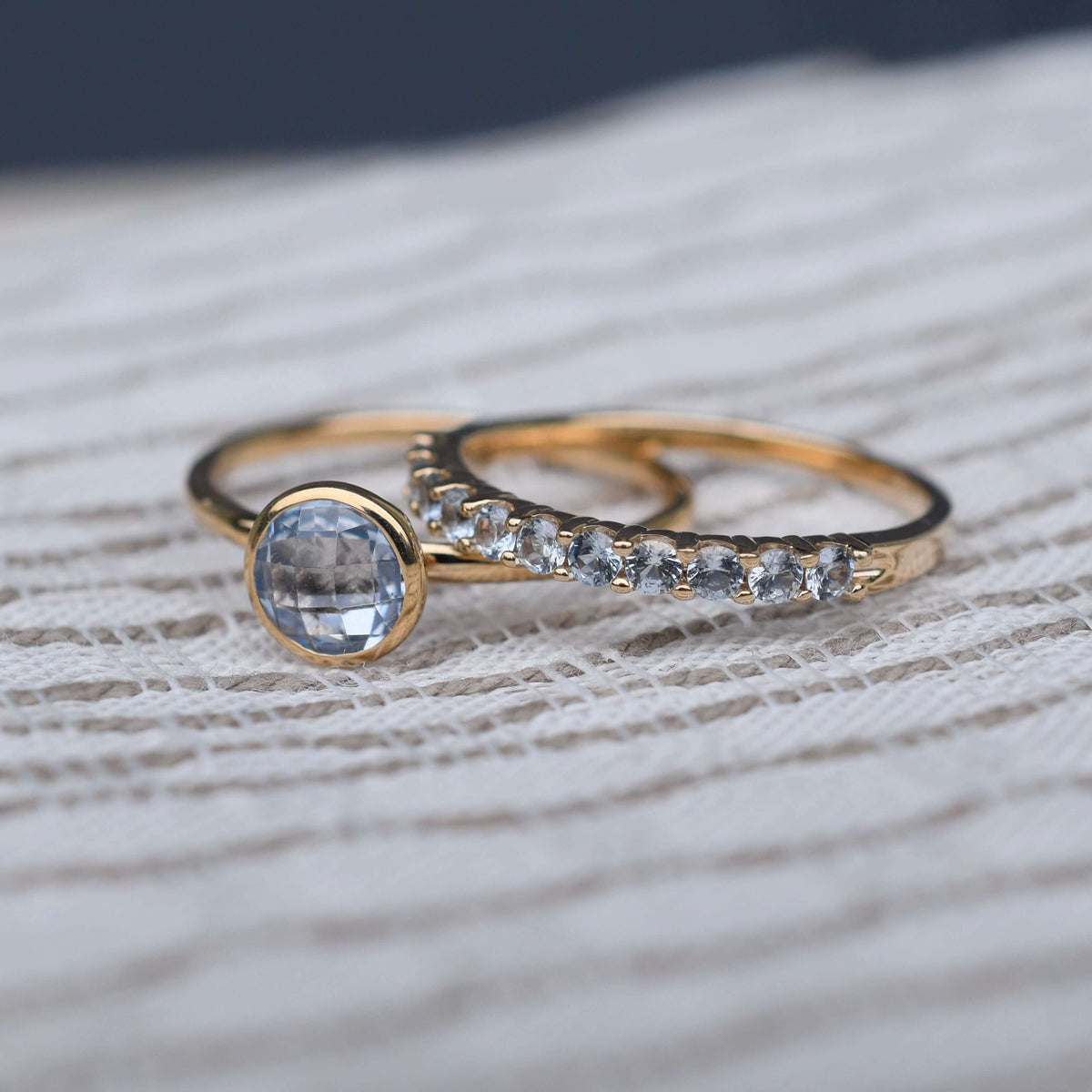 Rosecliff Aquamarine Stackable Ring in 14k Gold (March)