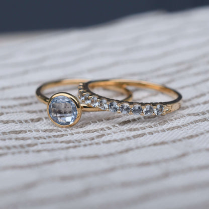 Rosecliff Aquamarine Stackable Ring in 14k Gold (March)