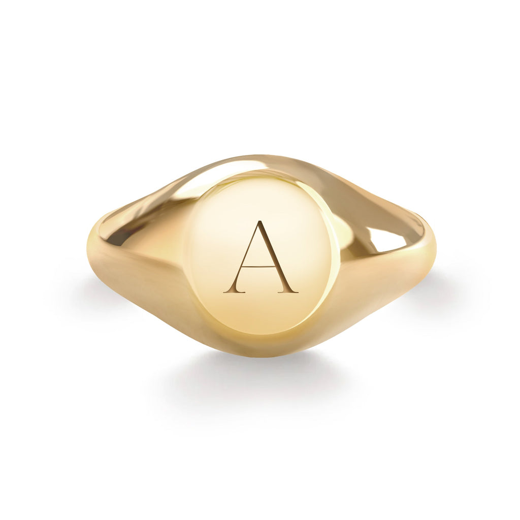 Signet Letter Ring in 14k Gold