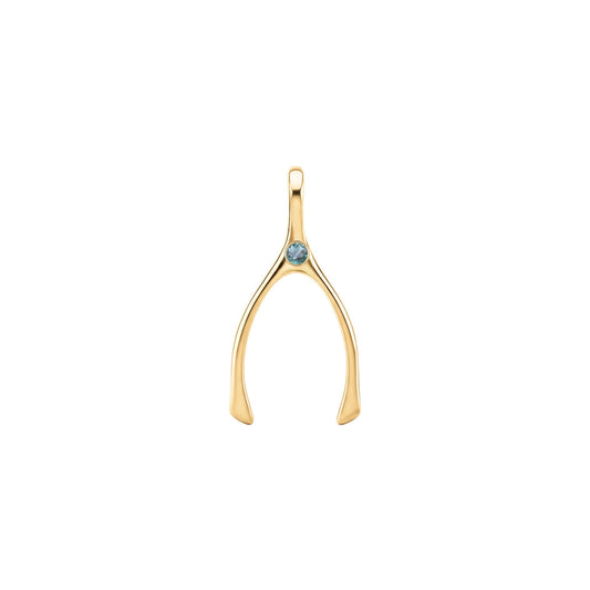 Small Alexandrite Wishbone Pendant in Solid 14k Gold (June)