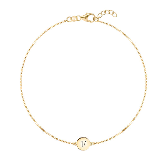 Letter F Bracelet in 14k Gold
