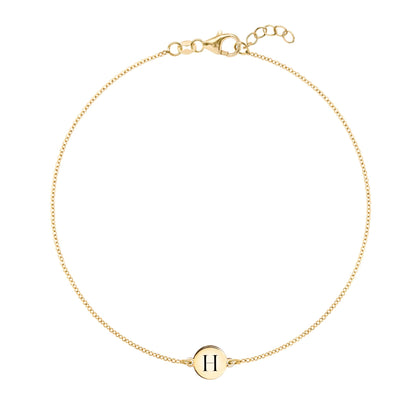 Letter H Bracelet in 14k Gold
