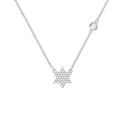 Diamond Star of David & Birthstone Necklace in 14k Gold