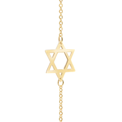 Star of David & Petite 3 Birthstone Bracelet in 14k Gold