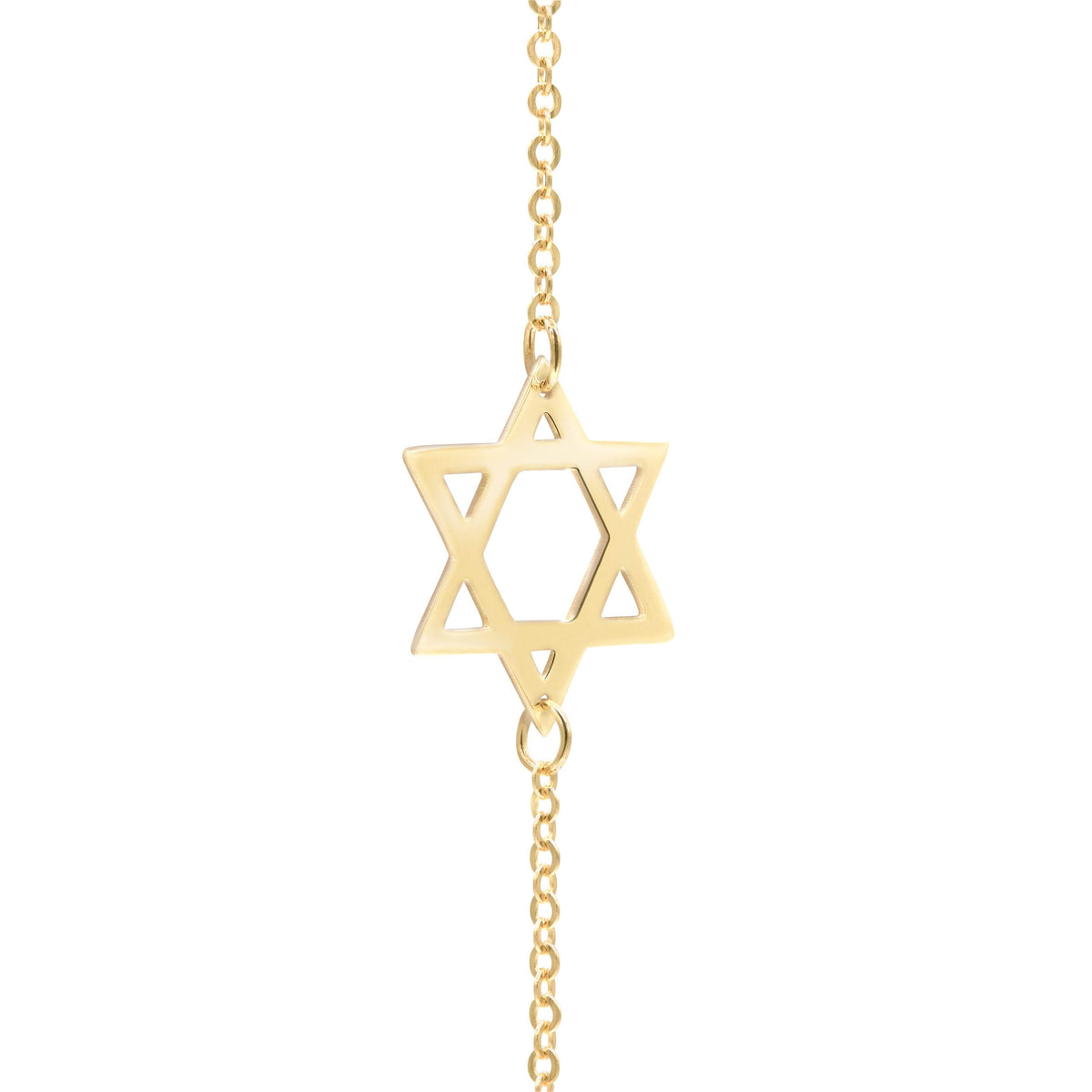 Star of David & Petite 3 Birthstone Necklace in 14k Gold