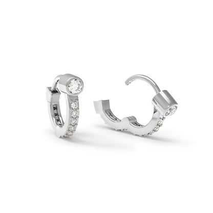Tiny Diamond Huggie Hoops in 14k Gold (April)