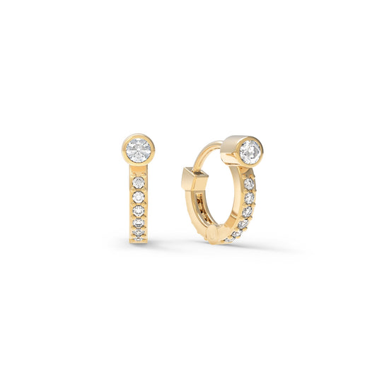 Tiny Diamond Huggie Hoops in 14k Gold (April)