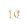 Tiny Birthstone Huggie Hoops with Diamonds in 14k Gold