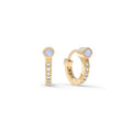 Tiny Opal Huggie Hoops with Diamonds in 14k Gold (October)