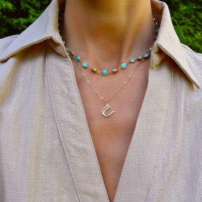 Essex Letter U Pendant in 14k Gold