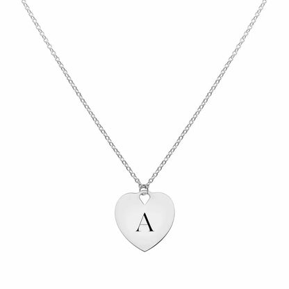 Small Engravable Flat Heart Pendant with Classic Chain in 14k Gold