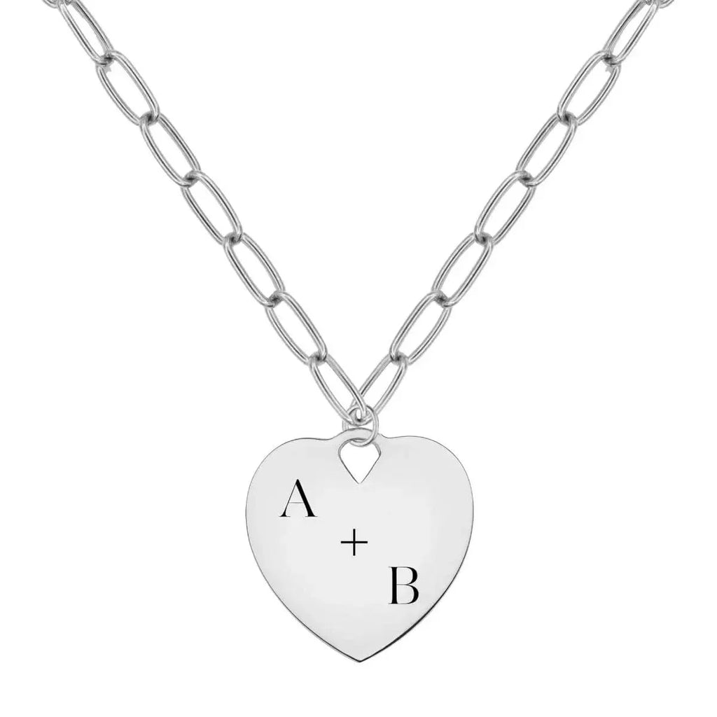 Engravable Large Flat Heart Pendant in 14k Gold