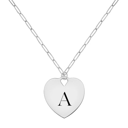 Engravable Large Flat Heart Pendant with Adelaide Mini Chain in 14k Gold