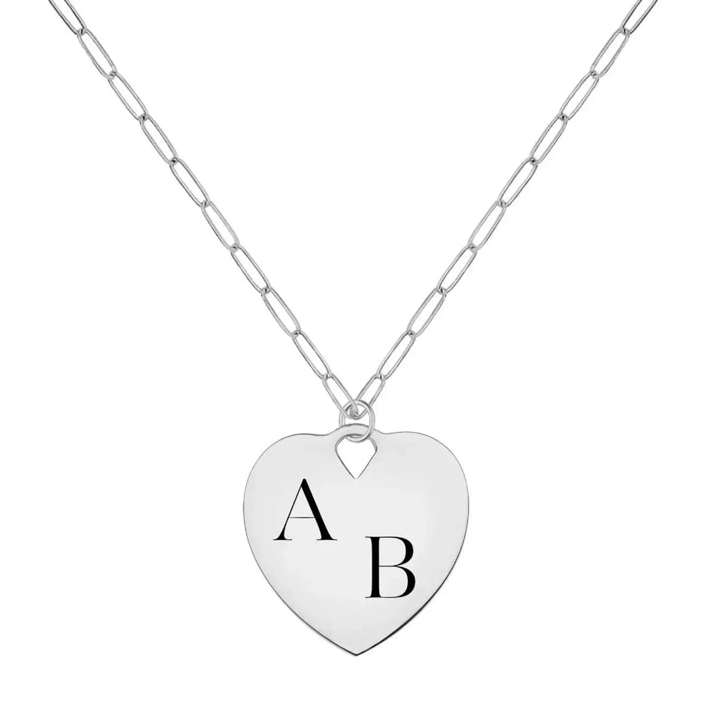 Engravable Large Flat Heart Pendant in 14k Gold