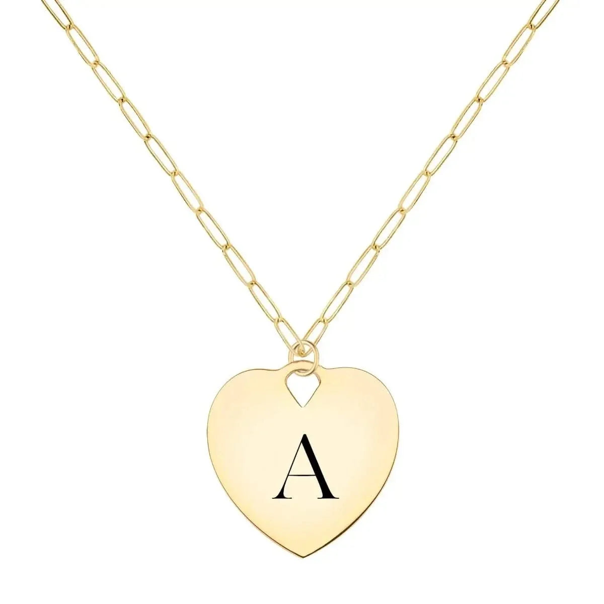 Engravable Large Flat Heart Pendant in 14k Gold