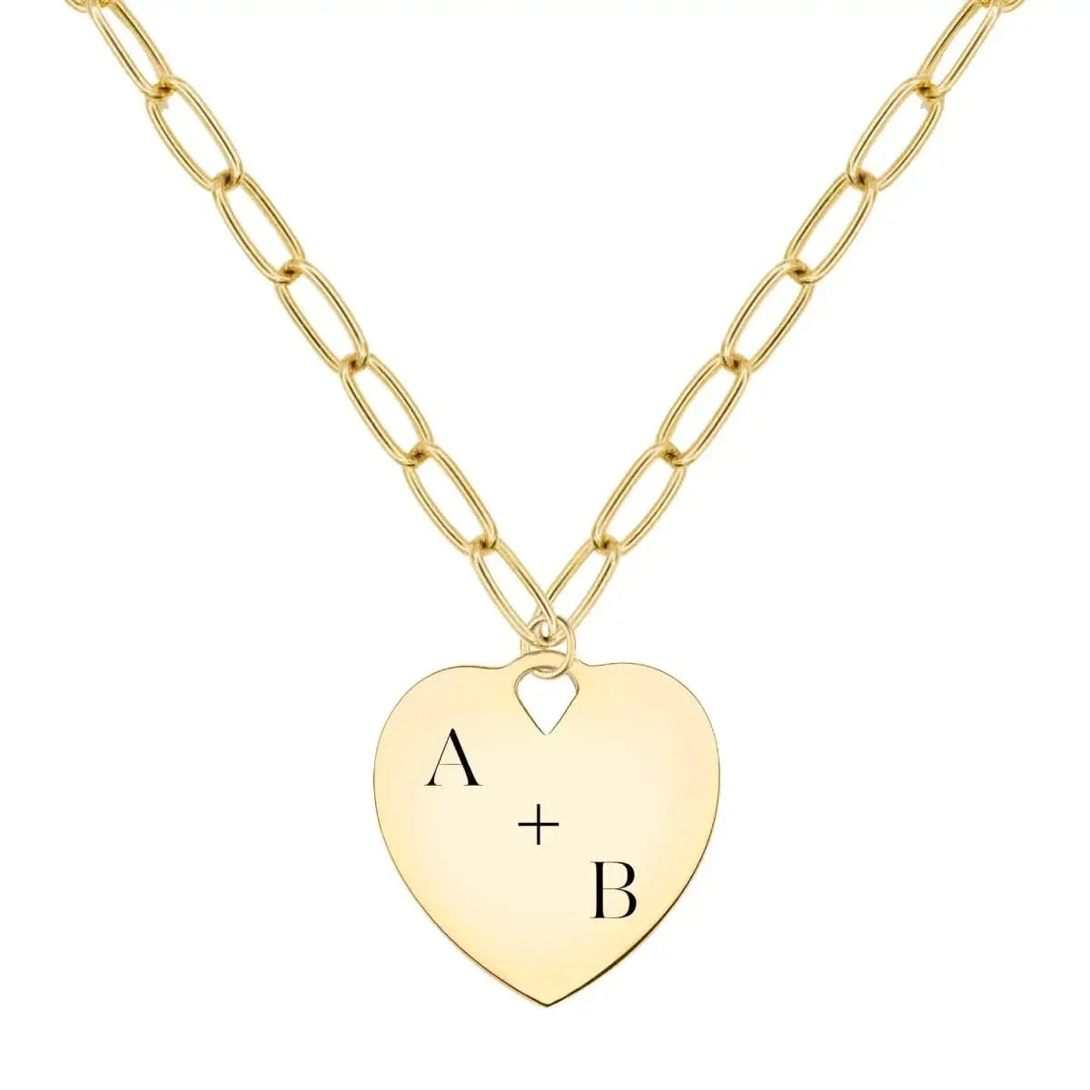 Engravable Large Flat Heart Pendant in 14k Gold