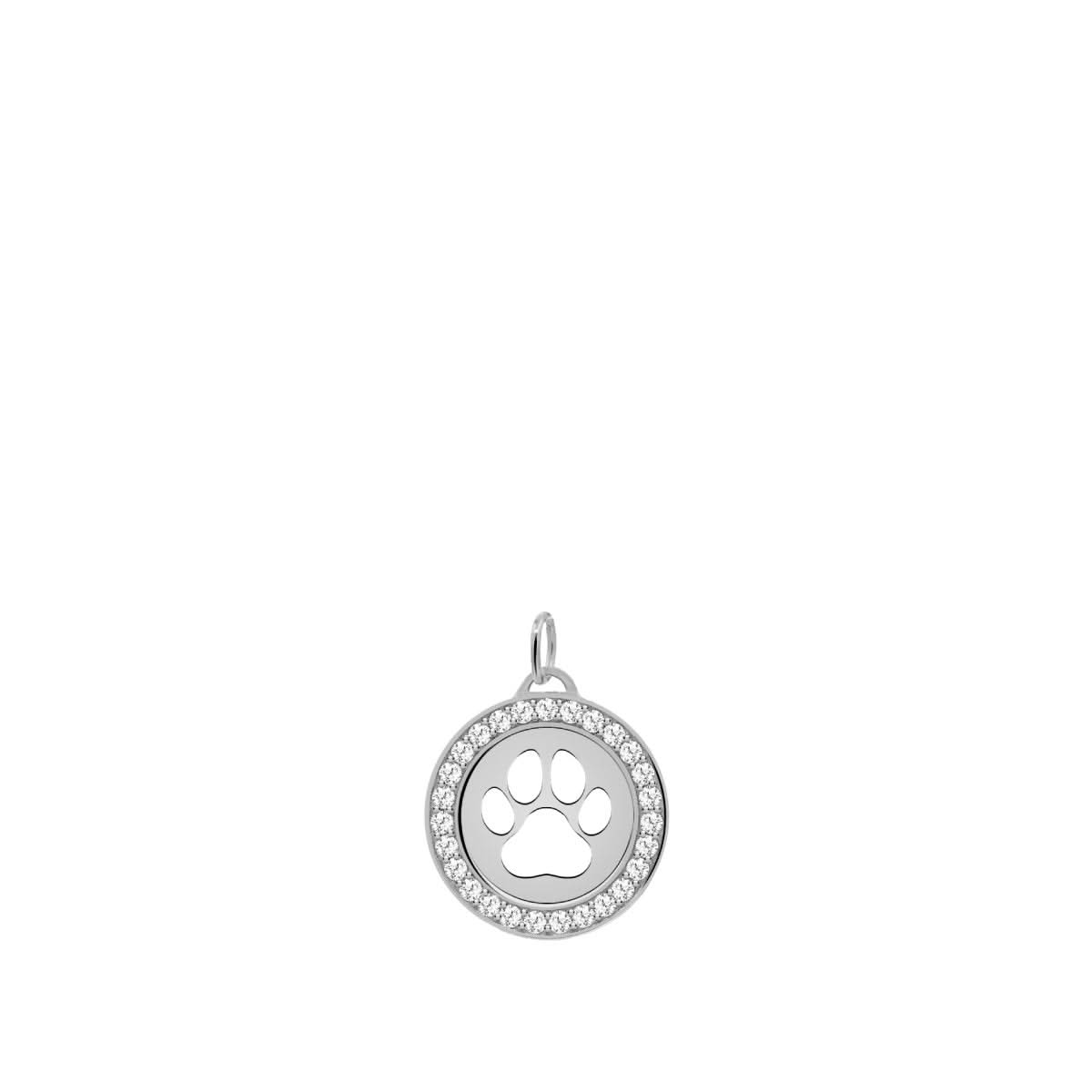 Paw & White Topaz Pendant in 14k Gold (April)