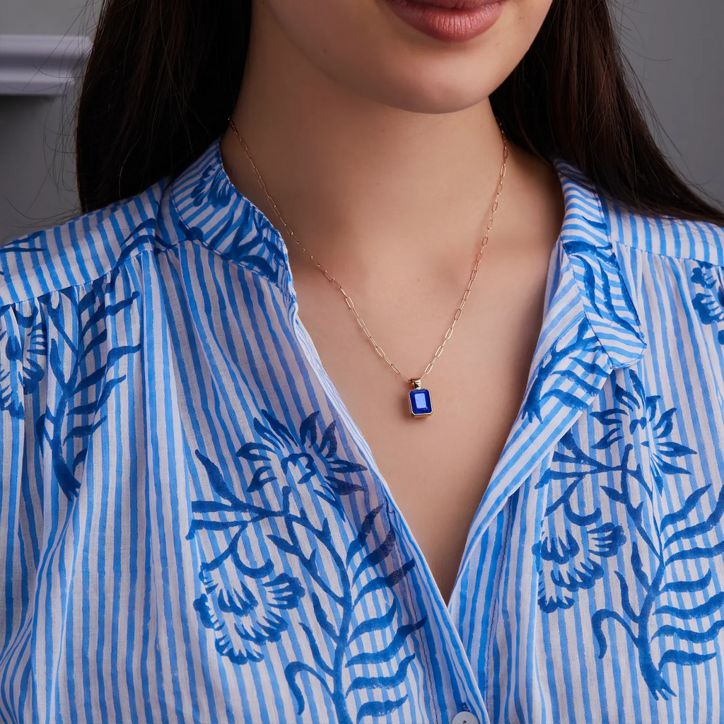 Warren Lapis Pendant in 14k Gold (September)