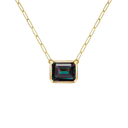 Warren Alexandrite Necklace on Adelaide Mini Chain in 14k Gold (June)
