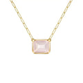 Warren Rose Quartz Necklace on Adelaide Mini Chain in 14k Gold (October)