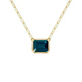 Warren Atlantic Blue Topaz Necklace on Adelaide Mini Chain in 14k Gold (December)